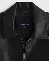 Lightweight Cropped Vegan Leather Easy Zip Jacket