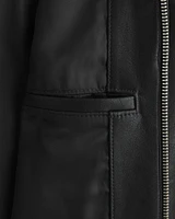 Lightweight Cropped Vegan Leather Easy Zip Jacket