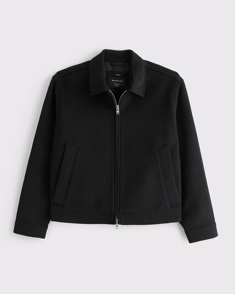 Cropped Wool-Blend Zip Jacket