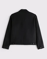 Cropped Wool-Blend Zip Jacket