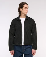 Lightweight Cropped Vegan Leather Easy Zip Jacket