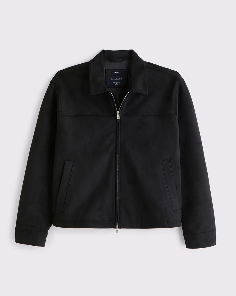 Lightweight Cropped Vegan Leather Easy Zip Jacket