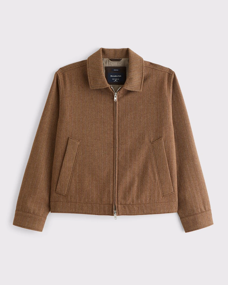 Cropped Wool-Blend Zip Jacket
