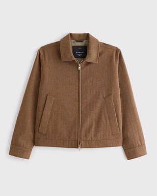 Cropped Wool-Blend Zip Jacket