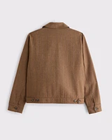 Cropped Wool-Blend Zip Jacket