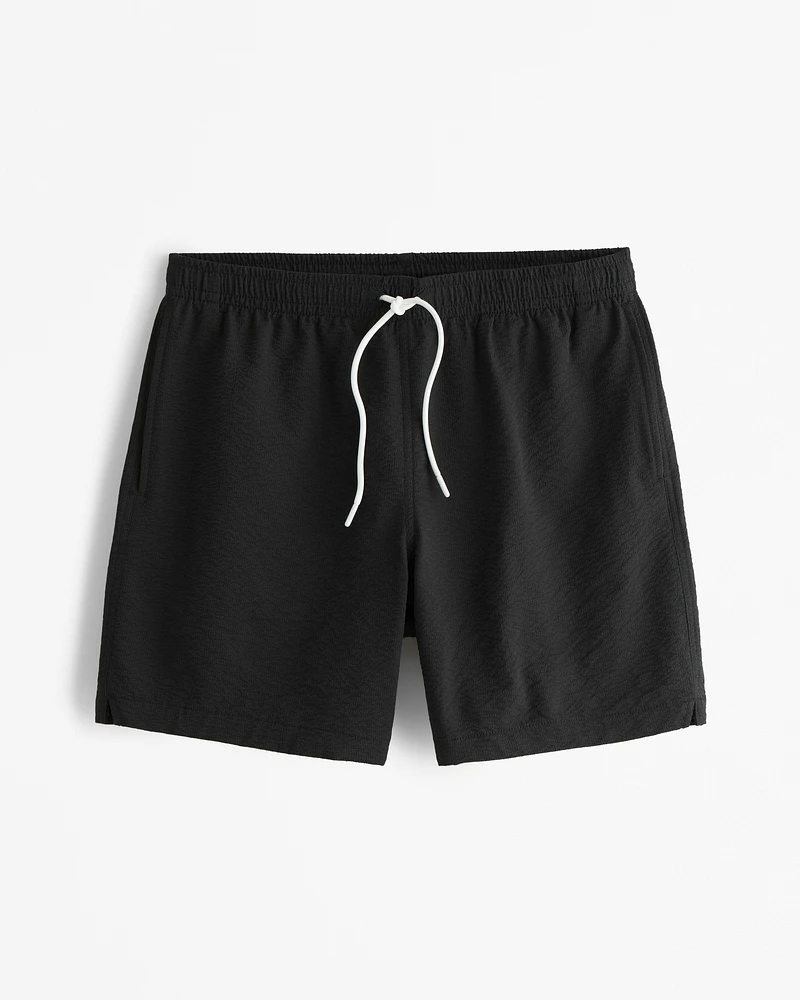 Pull-On Wide Seersucker Swim Trunk