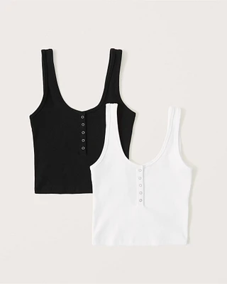 2-Pack Ribbed Henley Tanks