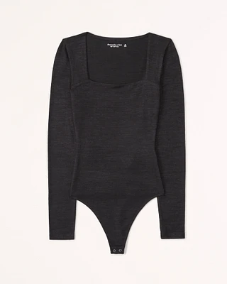 Long-Sleeve Cozy Squareneck Bodysuit