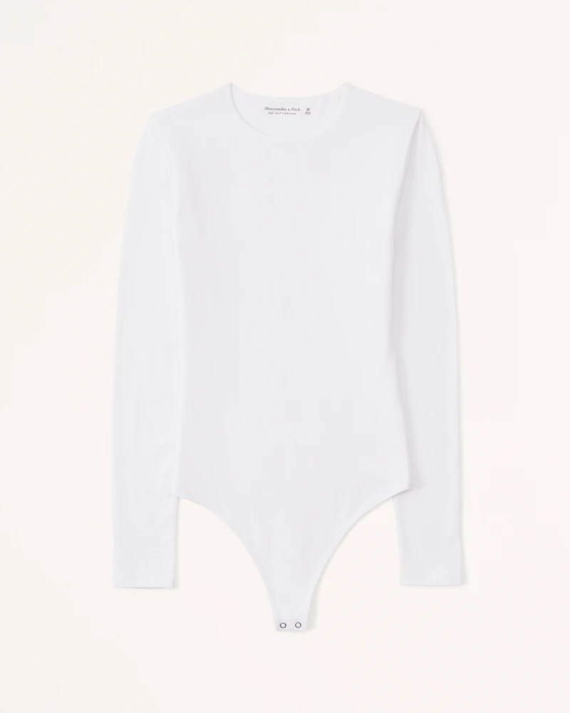 Long-Sleeve Cotton-Blend Seamless Fabric Crew Bodysuit