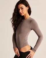 Long-Sleeve Cotton-Blend Seamless Fabric Crew Bodysuit