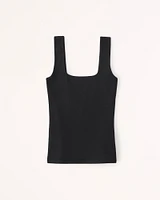 Cotton-Blend Seamless Fabric Squareneck Tank