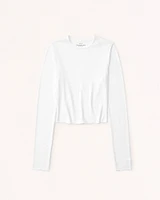 Long-Sleeve Featherweight Rib Cropped Crew Top