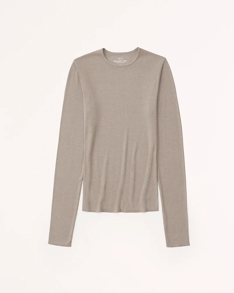 Essential Long-Sleeve Featherweight Rib Tuckable Top