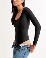 Soft Matte Seamless Long-Sleeve Squareneck Bodysuit