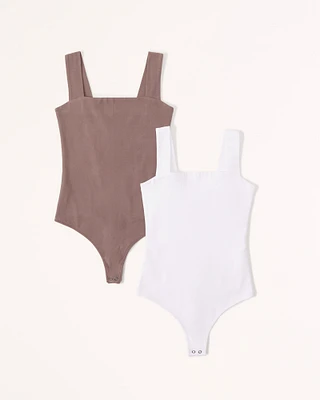 2-Pack Cotton Seamless Fabric Squareneck Bodysuits