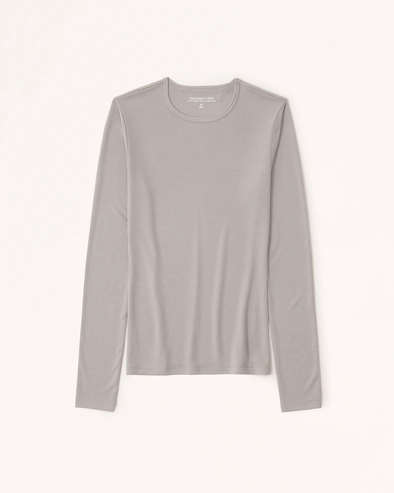 Sandwash Rib Long-Sleeve Crew Top