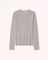 Sandwash Rib Long-Sleeve Crew Top