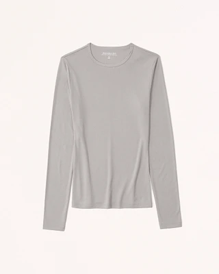 Sandwash Rib Long-Sleeve Crew Top