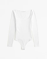 Long-Sleeve Cotton-Blend Seamless Fabric Scoopneck Bodysuit