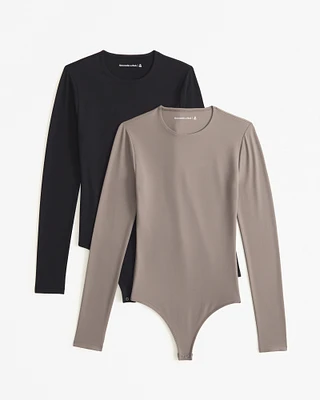 2-Pack Long-Sleeve Seamless Jersey Crew Bodysuits