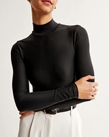 Soft Matte Seamless Long-Sleeve Mockneck Bodysuit