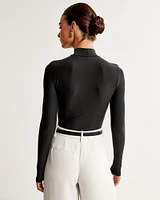 Soft Matte Seamless Long-Sleeve Mockneck Bodysuit