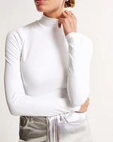 Soft Matte Seamless Long-Sleeve Cropped Mockneck Top