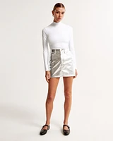 Soft Matte Seamless Long-Sleeve Cropped Mockneck Top