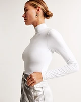 Soft Matte Seamless Long-Sleeve Cropped Mockneck Top