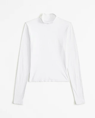 Soft Matte Seamless Long-Sleeve Cropped Mockneck Top