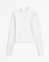 Soft Matte Seamless Long-Sleeve Cropped Mockneck Top