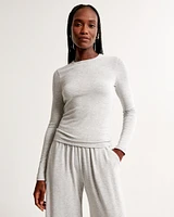 Long-Sleeve Cozy Cloud Knit Tuckable Crew Top