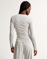Long-Sleeve Cozy Cloud Knit Tuckable Crew Top