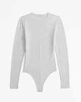 Long-Sleeve Cotton-Blend Seamless Fabric Crew Bodysuit