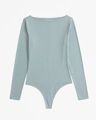 Long-Sleeve Cotton-Modal Slash Bodysuit