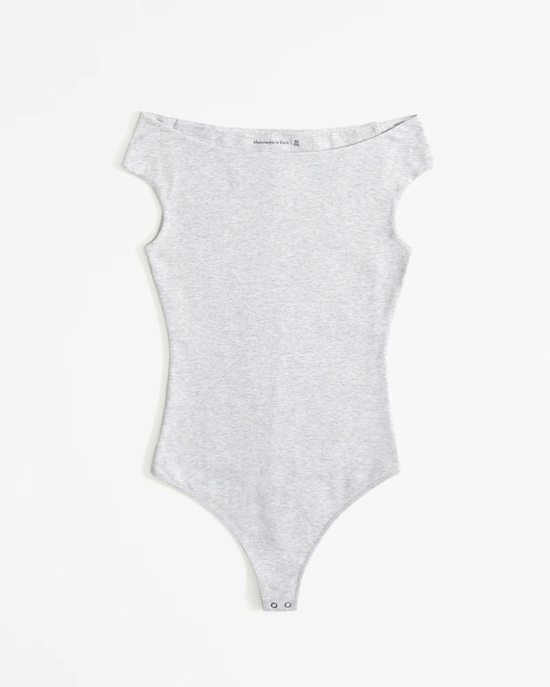 Cotton-Blend Seamless Fabric Off-The-Shoulder Bodysuit