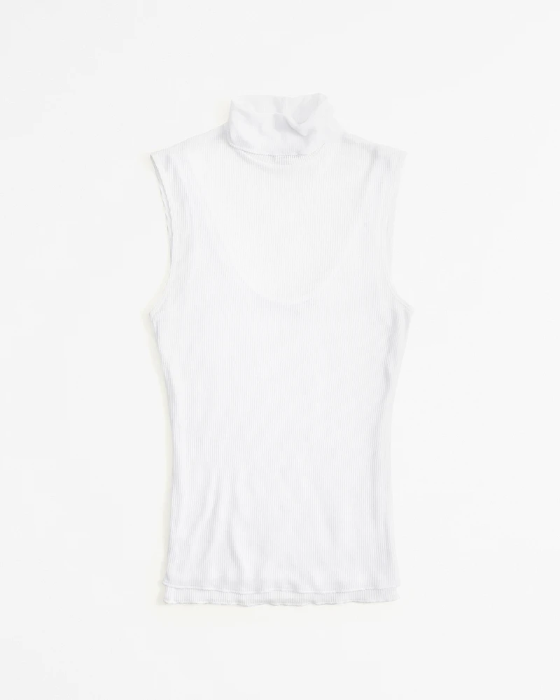 Sheer Rib Layered Turtleneck Top