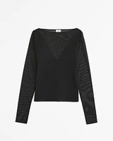 Long-Sleeve Mesh Slash Top