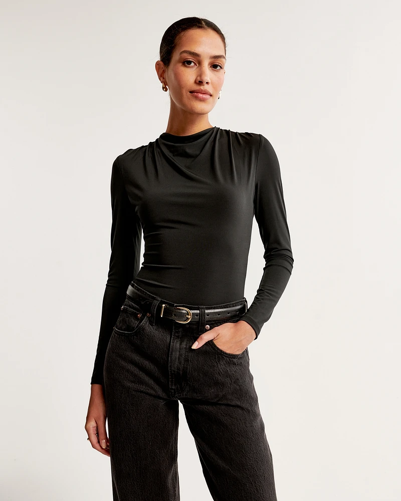 Long-Sleeve Cowl Neck Bodysuit