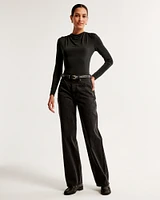 Long-Sleeve Cowl Neck Bodysuit