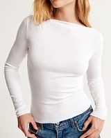 Long-Sleeve Featherweight Rib Slash Top