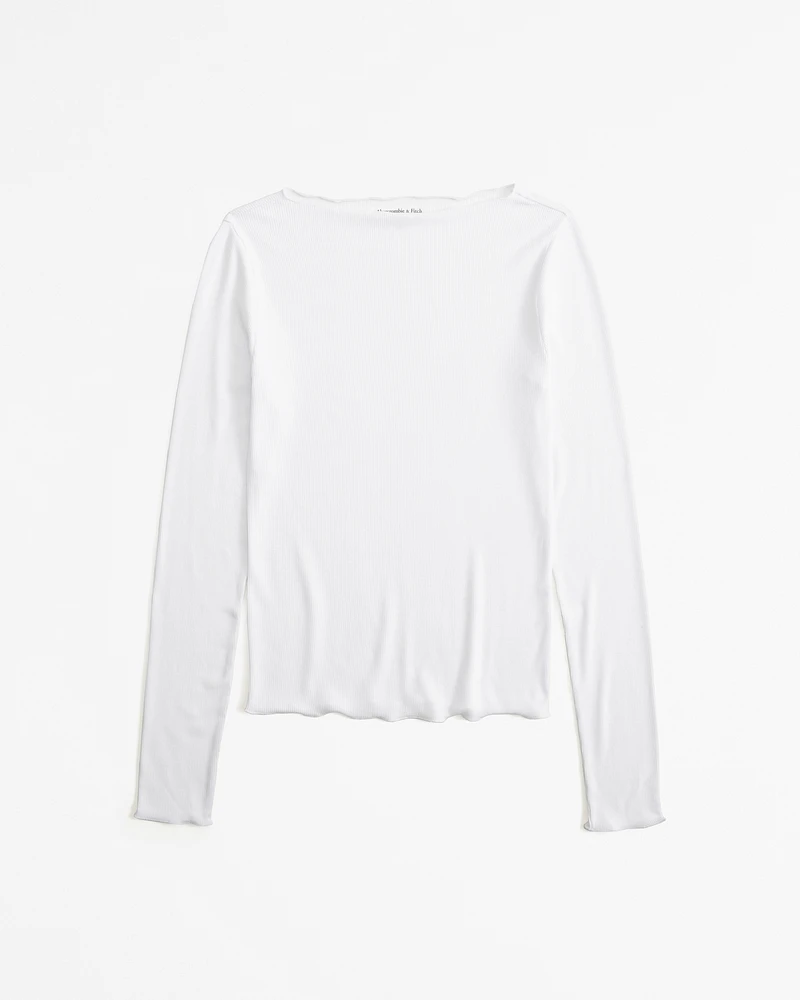 Long-Sleeve Featherweight Rib Slash Top