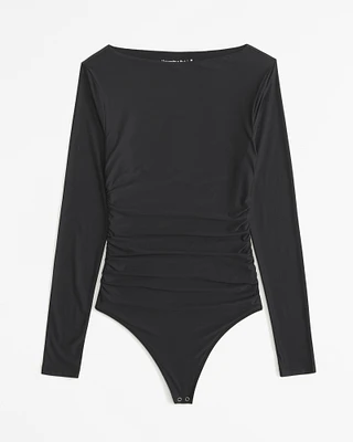 Soft Matte Seamless Long-Sleeve Slash Bodysuit