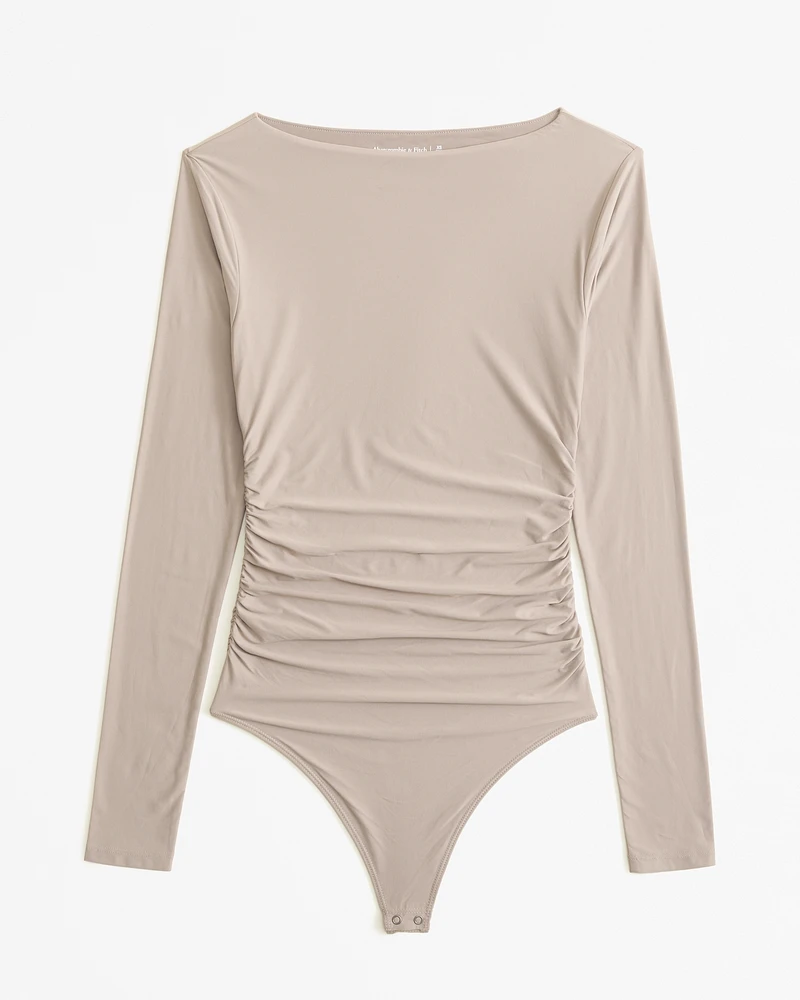 Soft Matte Seamless Long-Sleeve Slash Bodysuit