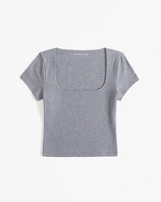 Cotton-Blend Seamless Fabric Squareneck Cropped Top