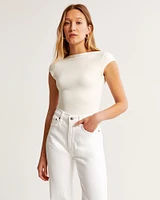 Short-Sleeve Cotton-Modal Open-Back Bodysuit