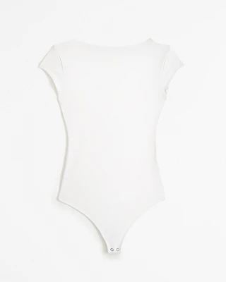 Short-Sleeve Cotton-Modal Open-Back Bodysuit