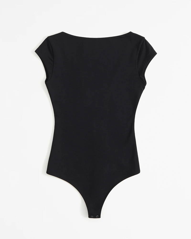 Short-Sleeve Cotton-Modal Open-Back Bodysuit