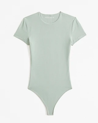 Cotton-Blend Seamless Fabric Tee Bodysuit