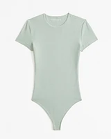 Cotton-Blend Seamless Fabric Tee Bodysuit